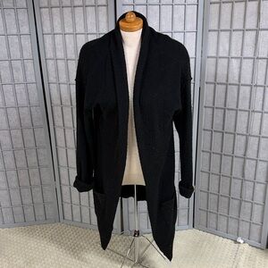 Women's Black Open Front Sweater, Size Small